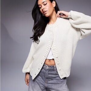 Princess Polly Edern Balloon Sleeve Cream Cardigan